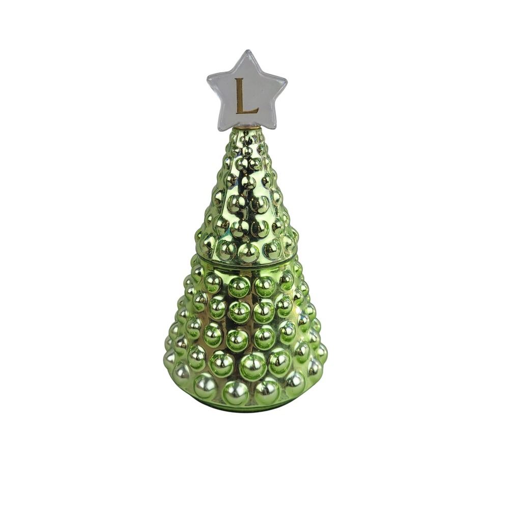 Anthropologie Christmas Tree Candle Fresh Balsam Cedarwood Green Mercury Glass L